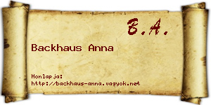 Backhaus Anna névjegykártya